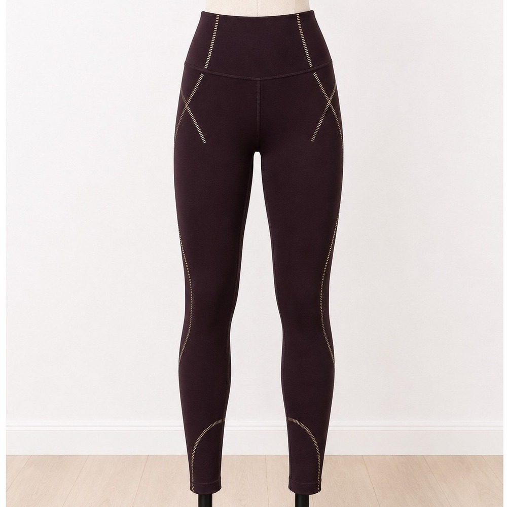 Lululemon High Rise Leggings Size 8 Dark Brown Gold French Press LW5CVGS